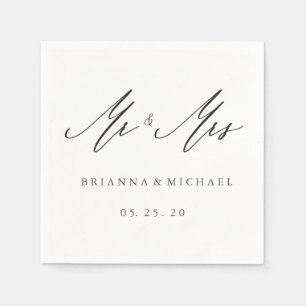 Simple Elegant Calligraphy Mr and Mrs Wedding Napkin