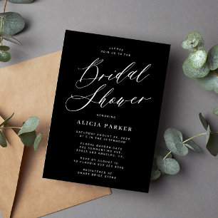 Simple elegant calligraphy script bridal shower invitation