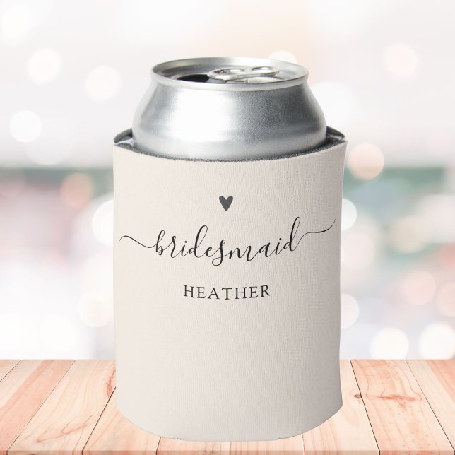 Simple Elegant Calligraphy Script Bridesmaid Can Cooler (Creator Uploaded)