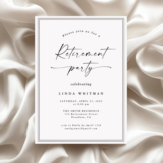Simple Elegant Calligraphy Script Retirement Party Invitation (Creator Uploaded)