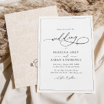 Simple Elegant Calligraphy Script Wedding Invitation<br><div class="desc">This elegant Wedding Invitation features a sweeping script calligraphy text paired with a classy serif & modern sans font in black,  and dewy blush back with a floral line art pattern & a customizable monogram. Matching items available.</div>