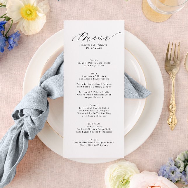 Simple Elegant Calligraphy Script Wedding Menu (Creator Uploaded)