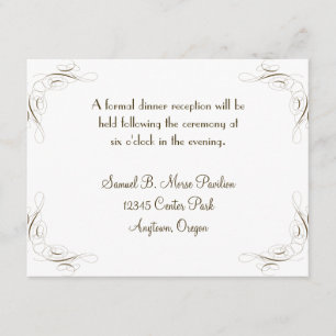 Simple Elegant Calligraphy Swirl Formal Reception Enclosure Card