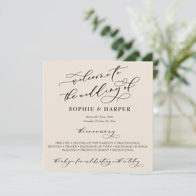 Simple Elegant Calligraphy Typography Cream Program (Standing Front)