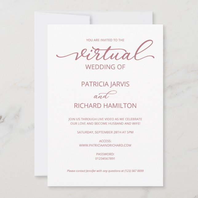 Simple Elegant Calligraphy Virtual Wedding Invitation (Front)