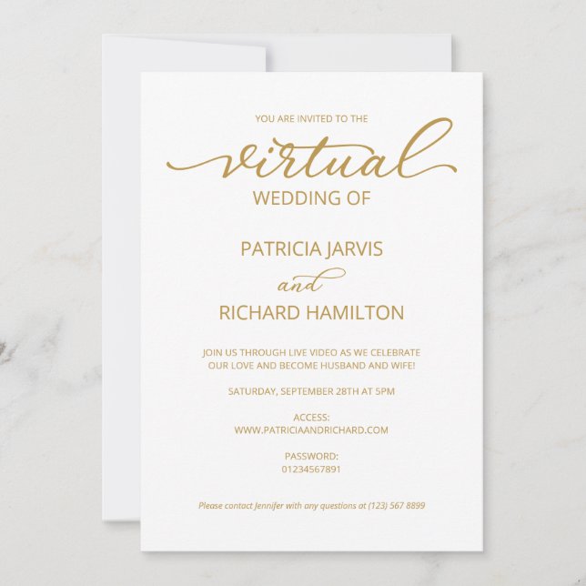 Simple Elegant Calligraphy Virtual Wedding Invitation (Front)