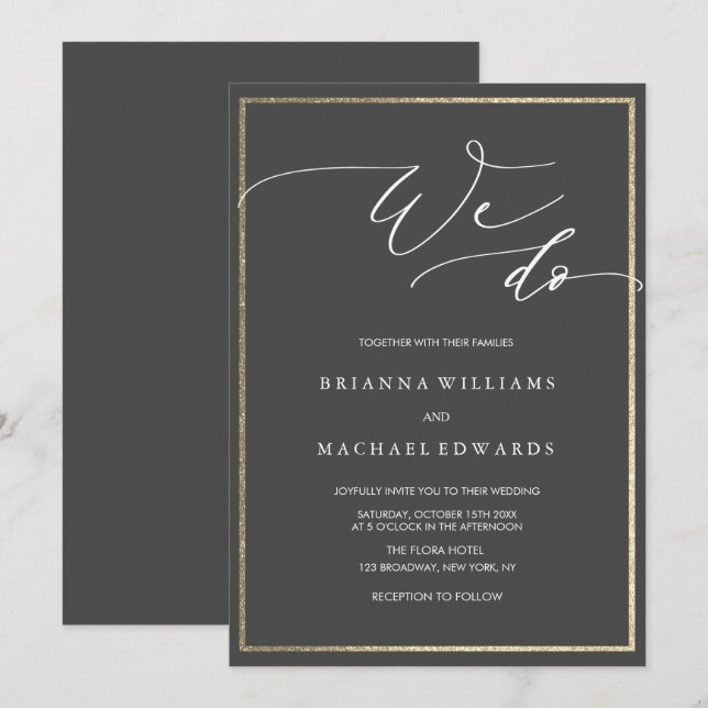 Simple Elegant Calligraphy We Do Wedding Invitation (Front/Back)