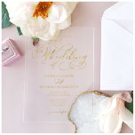 Simple Elegant Calligraphy Wedding Acrylic Invitations<br><div class="desc">Enhance your wedding experience with our modern gold calligraphy wedding suite, designed for sophistication and glamour. Customize it easily in just a few clicks to create a celebration that reflects your unique style. If you have any questions, need assistance, or want to adjust any details, please feel free to reach...</div>
