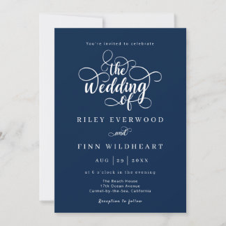 Simple Elegant Calligraphy Wedding Invitation