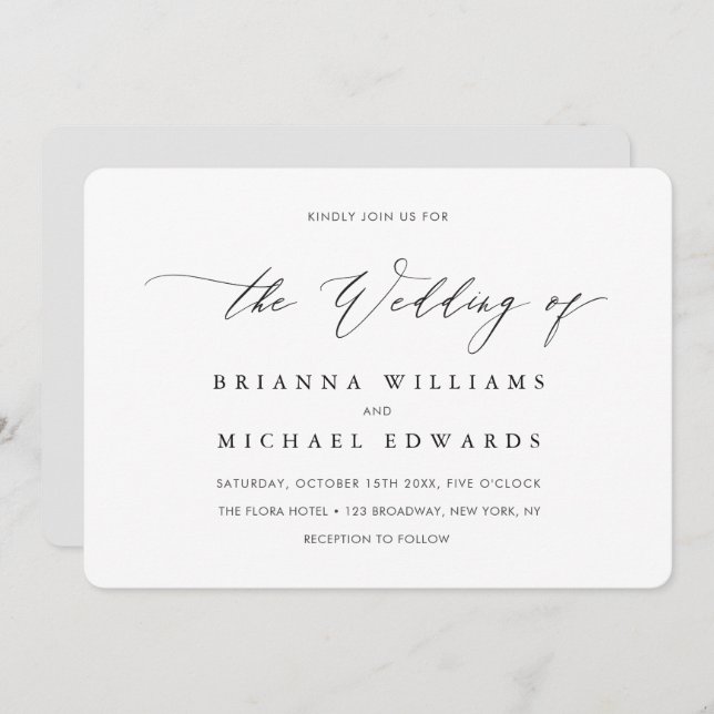 Simple Elegant Calligraphy Wedding Invitation (Front/Back)