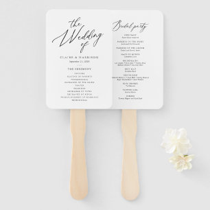 Simple Elegant Calligraphy Wedding Program Hand Fan
