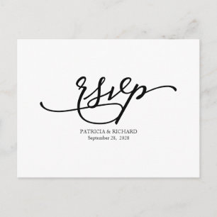 Simple Elegant Calligraphy Wedding RSVP Postcard