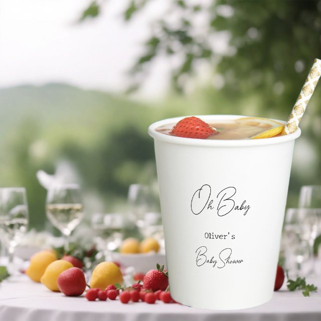 Simple Elegant Calligraphy Welcome Baby Shower Paper Cups (Creator Uploaded)