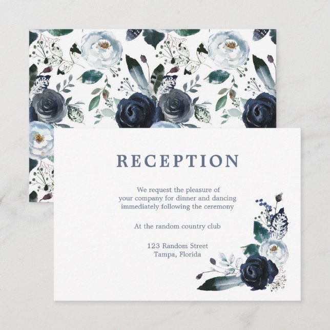 Simple Élégant | Carte de Réception de Mariage Cla (Devant / Derrière)