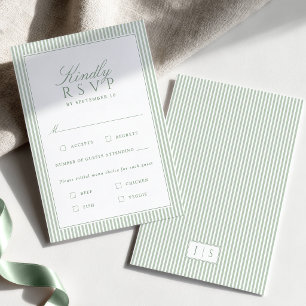 Simple Élégant Carte de Réponse de Mariage Vert Sa