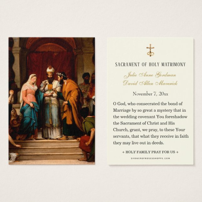 Simple Elegant Catholic Wedding Holy Card (Front & Back)