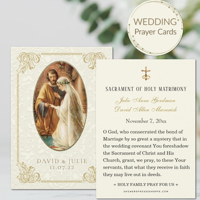 Simple Elegant Catholic Wedding Holy Card (Share the beauty of the Catholic Faith on your wedding day with our beautiful wedding prayer cards. )