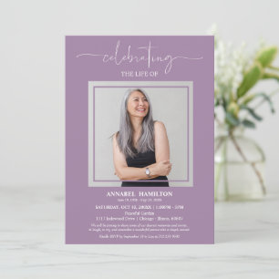 Simple Elegant Celebration of Life Funeral Photo I Invitation