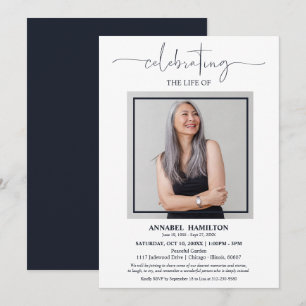 Simple Elegant Celebration of Life Funeral Photo I Invitation