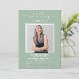 Simple Elegant Celebration of Life Funeral Photo Invitation