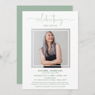 Simple Elegant Celebration of Life Funeral Photo Invitation