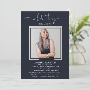 Simple Elegant Celebration of Life Funeral Photo Invitation