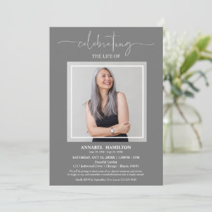 Simple Elegant Celebration of Life Funeral Photo Invitation
