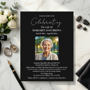Simple Elegant Celebration Of Life Photo Postcard