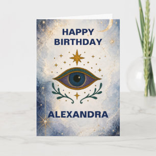 Simple Elegant Celestial Custom Birthday Card