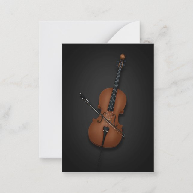 Simple & Elegant Cello with Bow Classical Music Card (Front)
