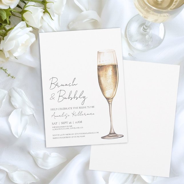 Simple Elegant Champagne Bridal Shower Invitation (Brunch And Bubbly Champagne Bridal Shower Invitation)