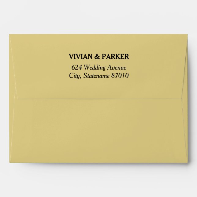 Simple Elegant Champagne Gold and Black Wedding Envelopes (Back (Top Flap))