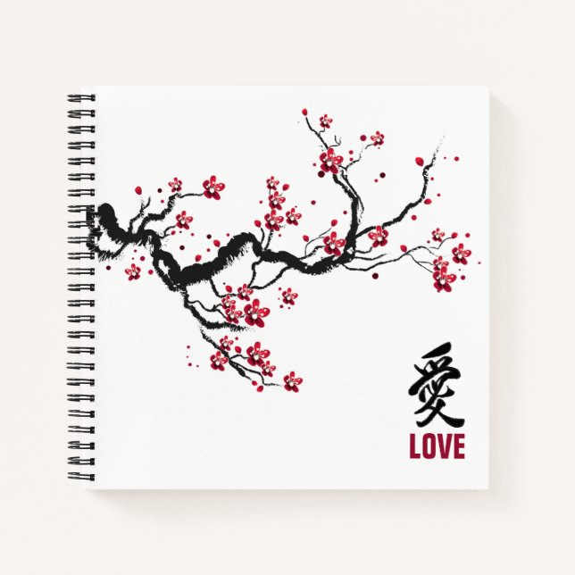 Simple & Elegant Cherry Blossom Love Guestbook Notebook (Front)