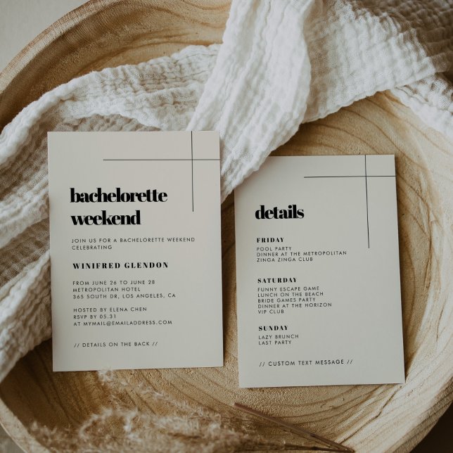 Simple Elegant Chic Bachelorette Weekend Cream Invitation (Creator Uploaded)