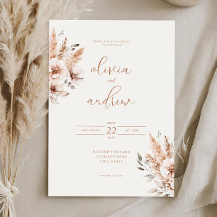 Simple Elegant Chic Bohemian Floral Wedding Invitation