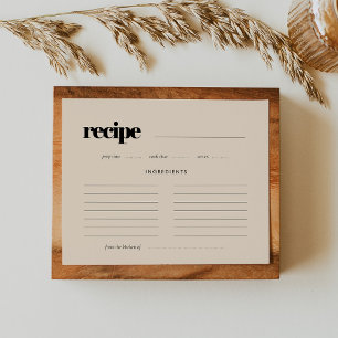 Simple elegant & chic Bridal shower recipe card