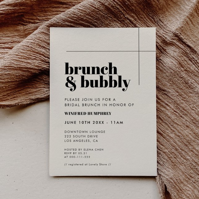 Simple elegant & chic Brunch and Bubbly Invitation (Creator Uploaded)