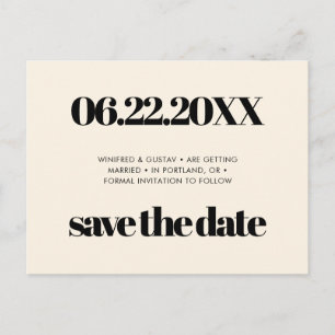 Simple elegant & chic Cream Save the date Postcard