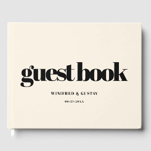 Simple elegant & chic Cream wedding Guest Book