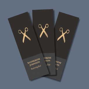 Simple Elegant Chic Dark Faux Gold Hair Stylist Mini Business Card