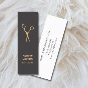 Simple Elegant Chic Dark Faux Gold Hair Stylist Mini Business Card