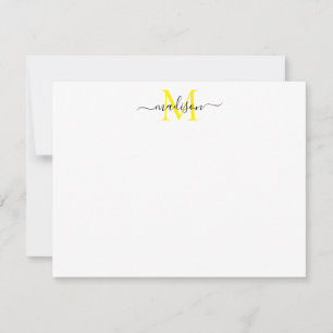 SImple Elegant Chic Girly Script Monogram Yellow Card