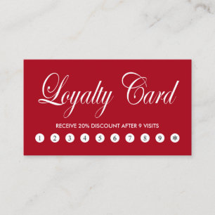 Simple Elegant Chic Red White Loyalty Card