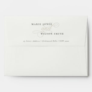 Simple Elegant Chic Script Black & White Wedding Envelope
