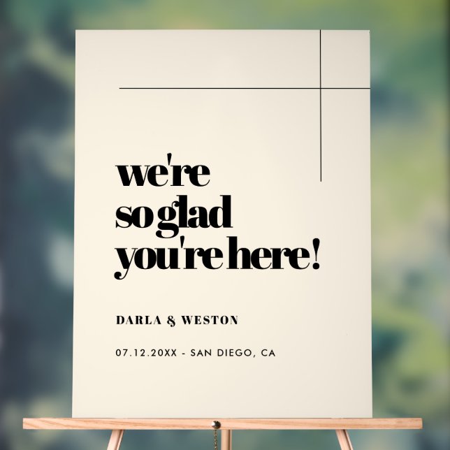 Simple, elegant & chic So glad you're here welcome Acrylic Sign (Neutral)