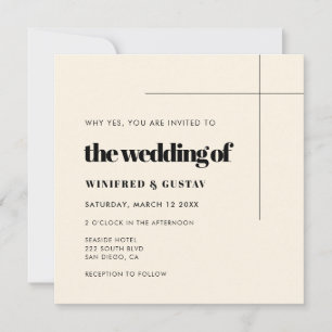 Simple elegant & chic Square Wedding Invitation