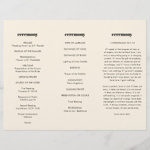 Simple elegant & chic Trifold wedding program