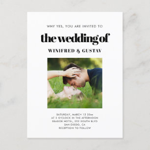Simple elegant & chic wedding photo invitation postcard