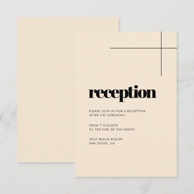 Simple elegant & chic wedding reception invitation (Front/Back)