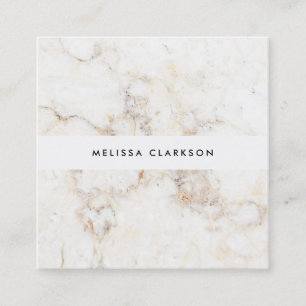 Simple elegant chic white marble professional square business card